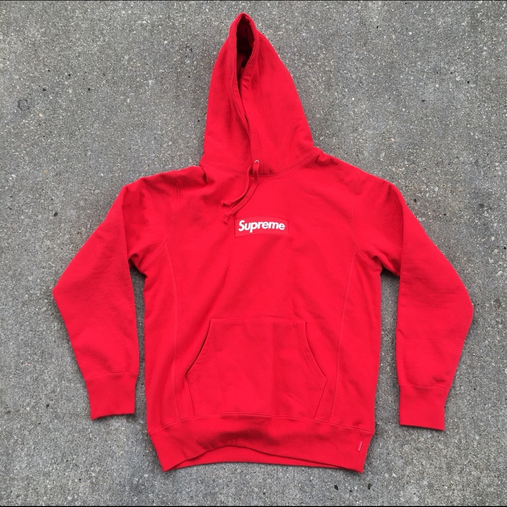 Supreme Red Box Logo Hooded Sweatshirt FW 16